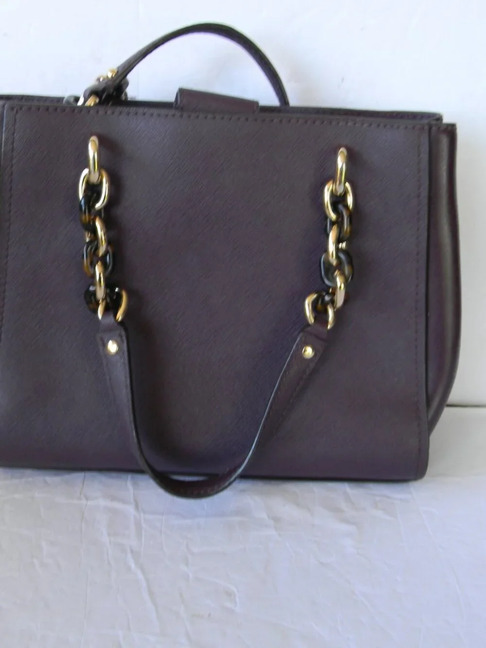 MICHAEL KORS PURPLE SAFFIANO LEATHER PERFORATED SOFIA MEDIUM SATCHEL